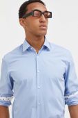 Бавовняна сорочка HUGO чоловіча slim класичний комір колір блакитний (3574574)
