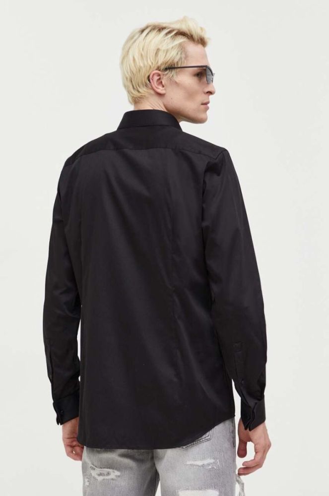 Сорочка HUGO чоловіча колір чорний slim класичний комір (3485791) фото 3