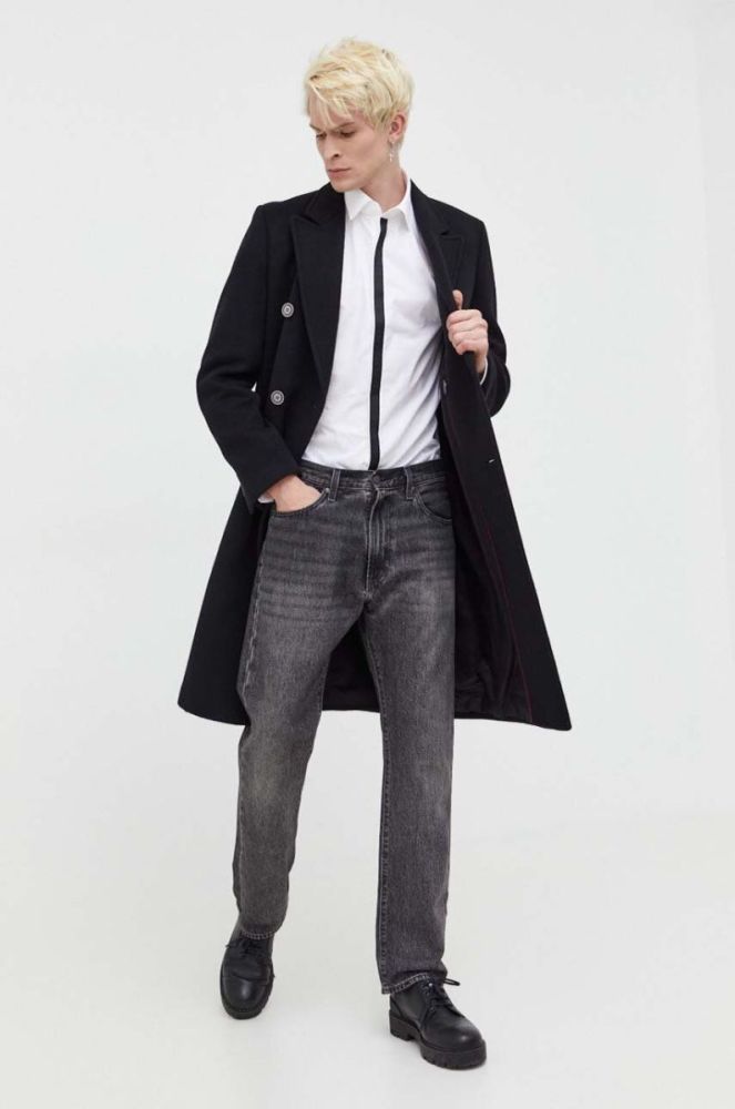 Бавовняна сорочка HUGO чоловіча колір білий slim класичний комір (3507059) фото 3