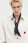 Джинсова сорочка HUGO чоловіча колір бежевий regular класичний комір Джинсова сорочка HUGO чоловіча колір бежевий regular класичний комір