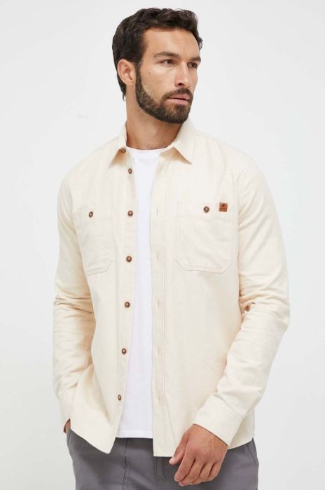 Бавовняна сорочка Mammut чоловіча колір бежевий regular класичний комір