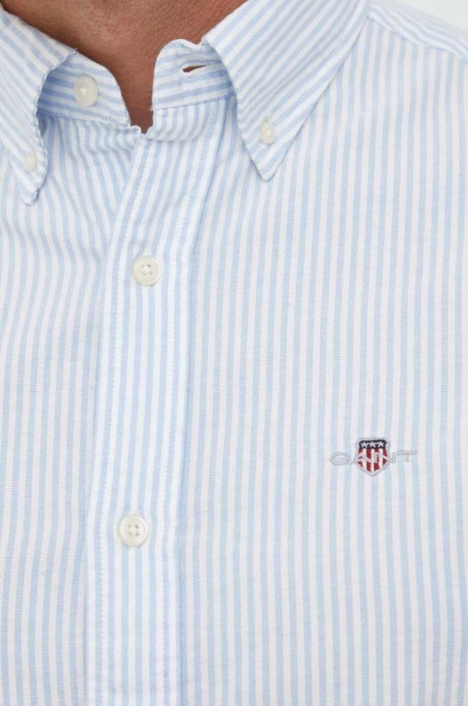 Бавовняна сорочка Gant чоловіча regular комір button-down колір блакитний (3609573) фото 2