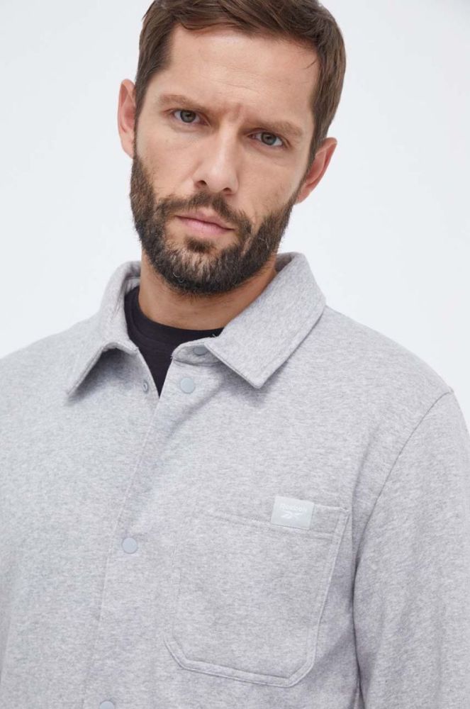 Сорочка Reebok Classic чоловіча колір сірий regular класичний комір фото 5