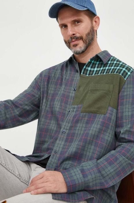 Сорочка Desigual чоловіча колір зелений regular класичний комір