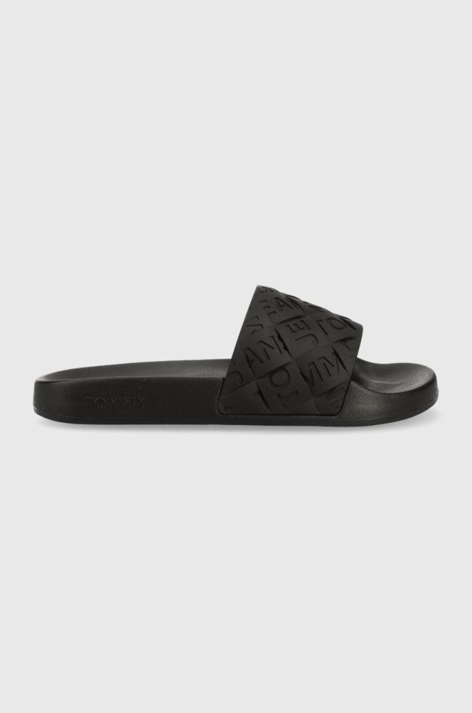 Шльопанці Tommy Jeans TJW WOVEN POOL SLIDE жіночі колір чорний EN0EN02223