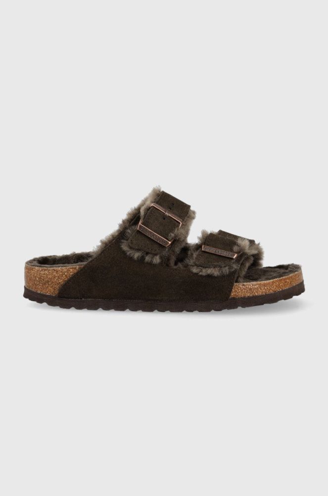 Замшеві шльопанці Birkenstock Arizona жіночі колір коричневий 1020528