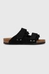 Замшеві шльопанці Birkenstock Uji жіночі колір чорний 1024810 Замшеві шльопанці Birkenstock Uji жіночі колір чорний 1024810