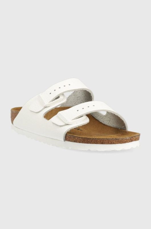 Шкіряні шльопанці Birkenstock Arizona жіночі колір білий 1025061 фото 2