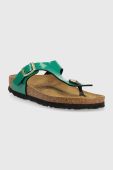 В'єтнамки Birkenstock Gizeh жіночі колір зелений на плоскому ходу 1025457