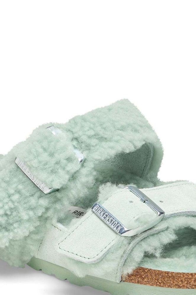 Замшеві шльопанці Birkenstock Arizona жіночі колір зелений 1025539 фото 3