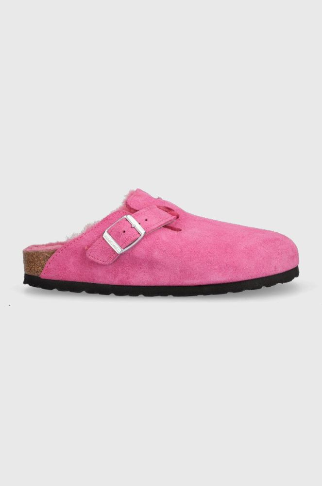 Замшеві тапочки Birkenstock Boston жіночі колір рожевий 1025552