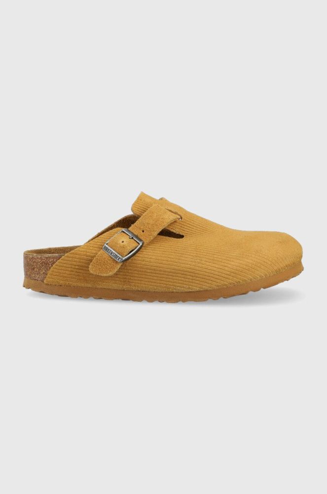 Замшеві шльопанці Birkenstock Boston Corduroy жіночі колір бежевий 1025668