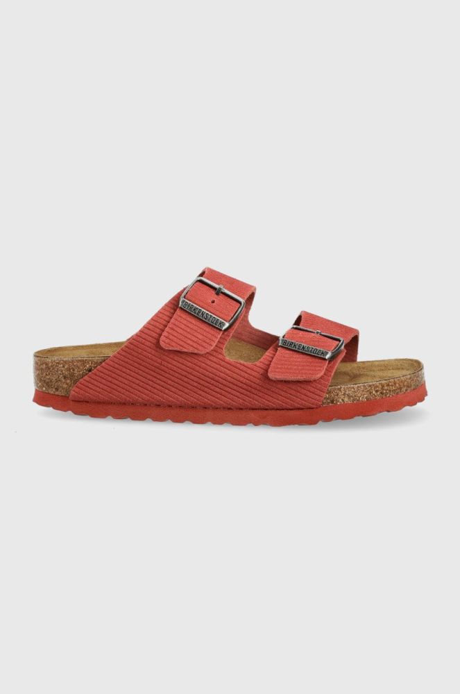 Замшеві шльопанці Birkenstock Arizona Corduroy жіночі колір червоний 1026102