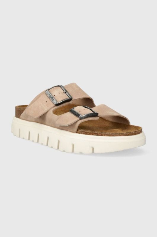 Замшеві шльопанці Birkenstock BIRKENSTOCK X PAPILLIO Arizona Chunky жіночі колір бежевий 1024950 фото 2