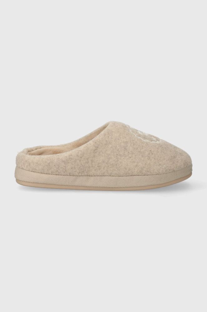 Тапочки Tommy Hilfiger TH EMBLEM FELT SLIPPER колір бежевий FW0FW07433