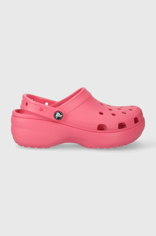 Шльопанці Crocs Classic Platform Clog жіночі колір рожевий на платформі 206750