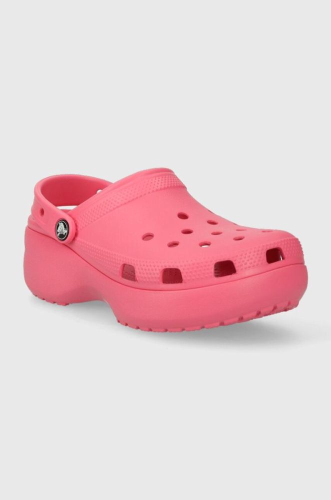 Шльопанці Crocs Classic Platform Clog жіночі колір рожевий на платформі 206750 фото 2