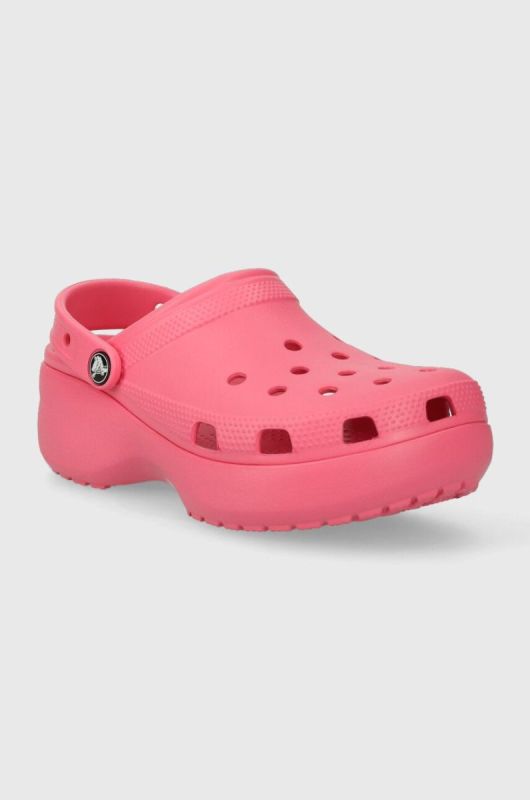 Шльопанці Crocs Classic Platform Clog жіночі колір рожевий на платформі 206750 фото 2