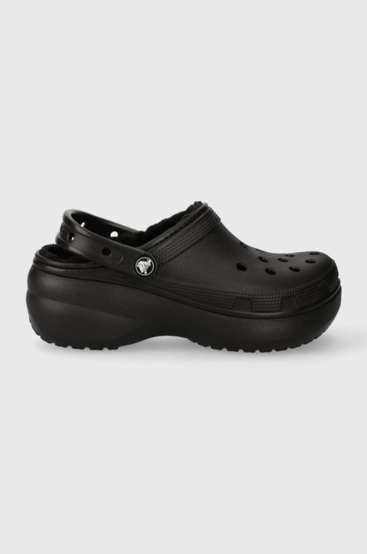 Шльопанці Crocs Classic Platform Lined Clog жіночі колір чорний на платформі 207938 фото 2