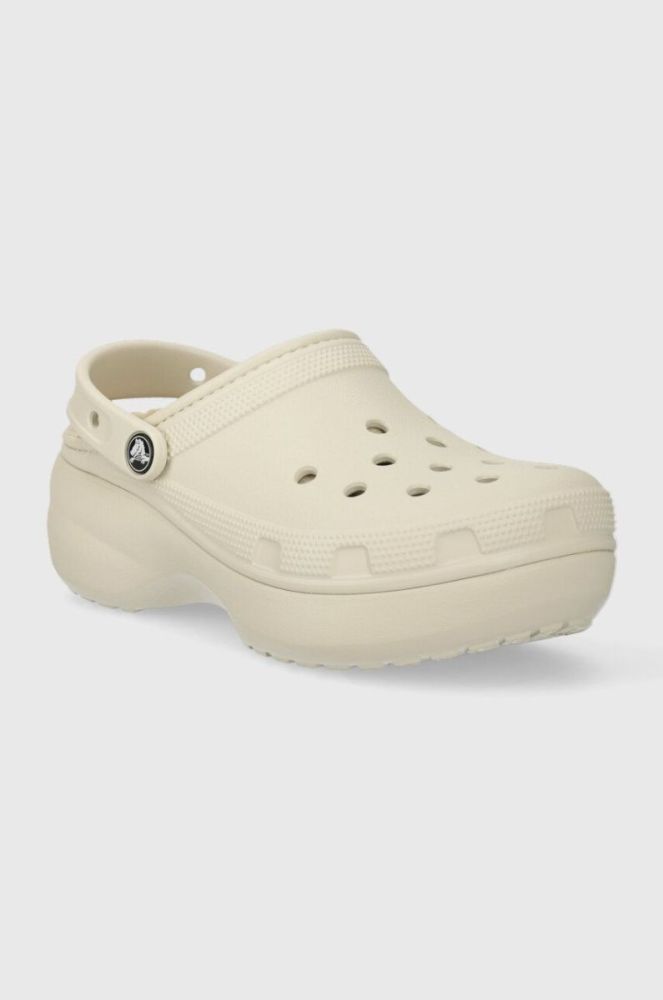 Шльопанці Crocs Classic Platform Lined Clog жіночі колір бежевий на платформі 207938 фото 3