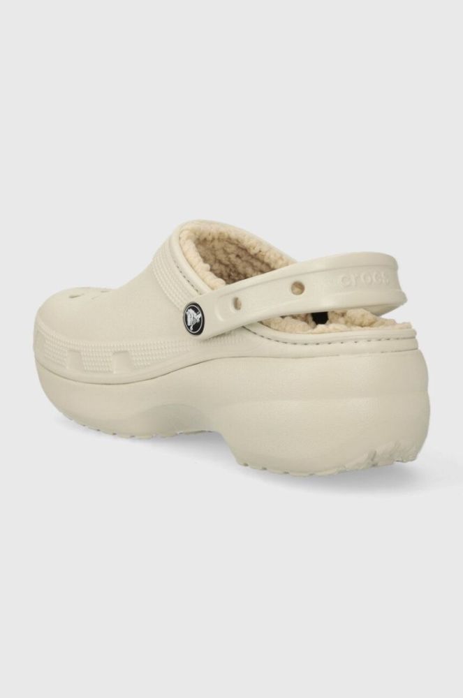 Шльопанці Crocs Classic Platform Lined Clog жіночі колір бежевий на платформі 207938 фото 4