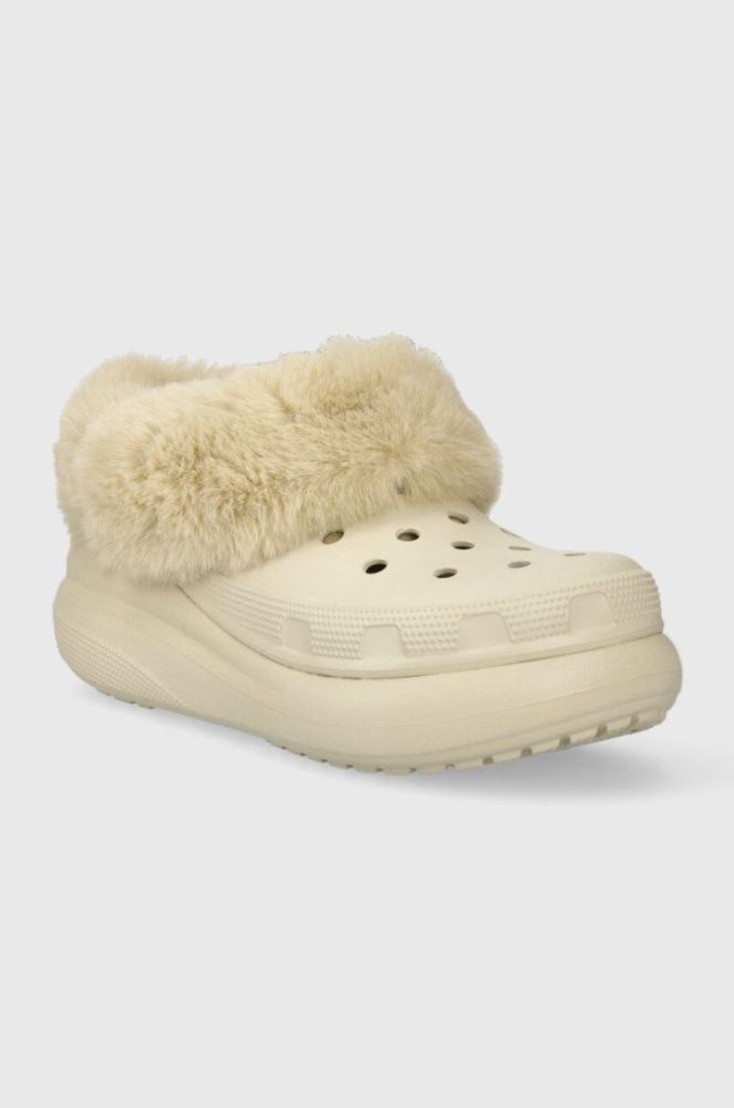 Шльопанці Crocs Furever Crush жіночі колір бежевий на платформі 208446 фото 2