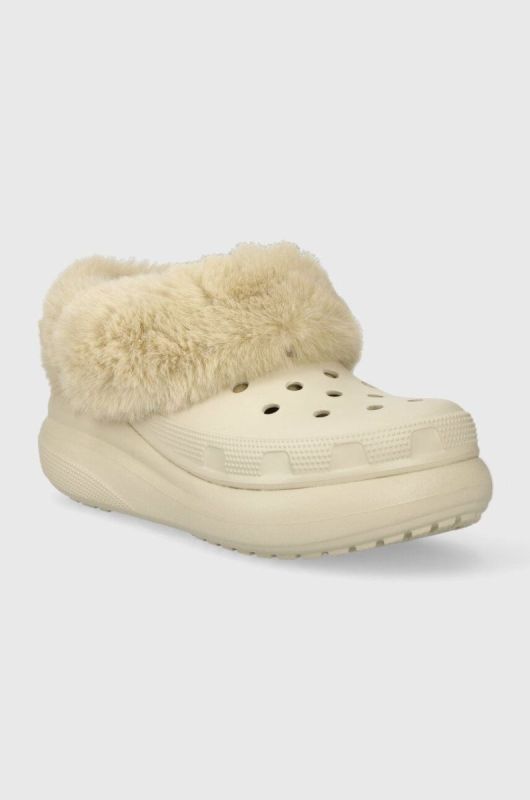 Шльопанці Crocs Furever Crush жіночі колір бежевий на платформі 208446 фото 2
