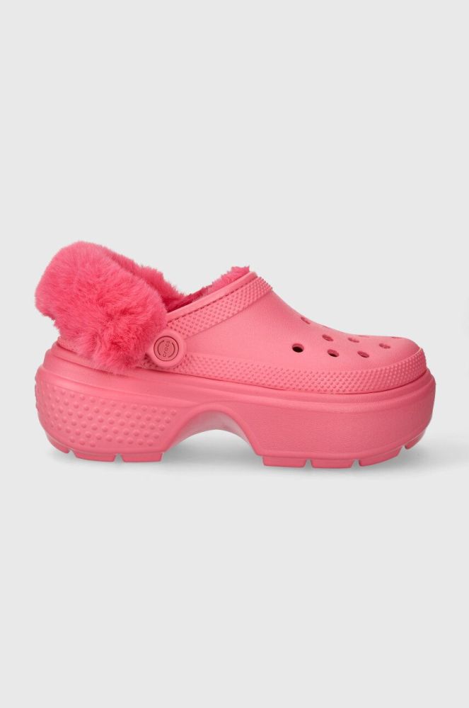 Шльопанці Crocs Stomp Lined Clog жіночі колір рожевий на платформі 208546