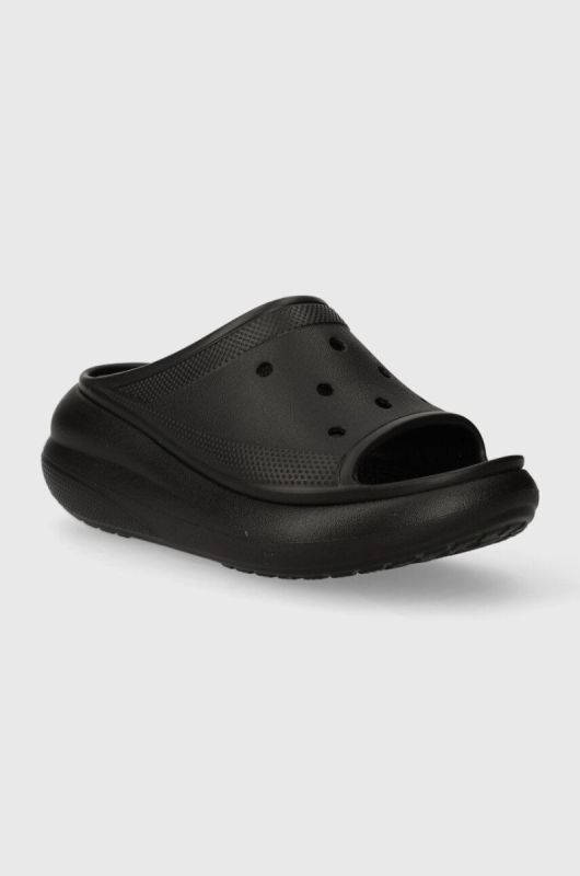 Шльопанці Crocs Classic Crush Slide жіночі колір чорний на платформі 208731 фото 2