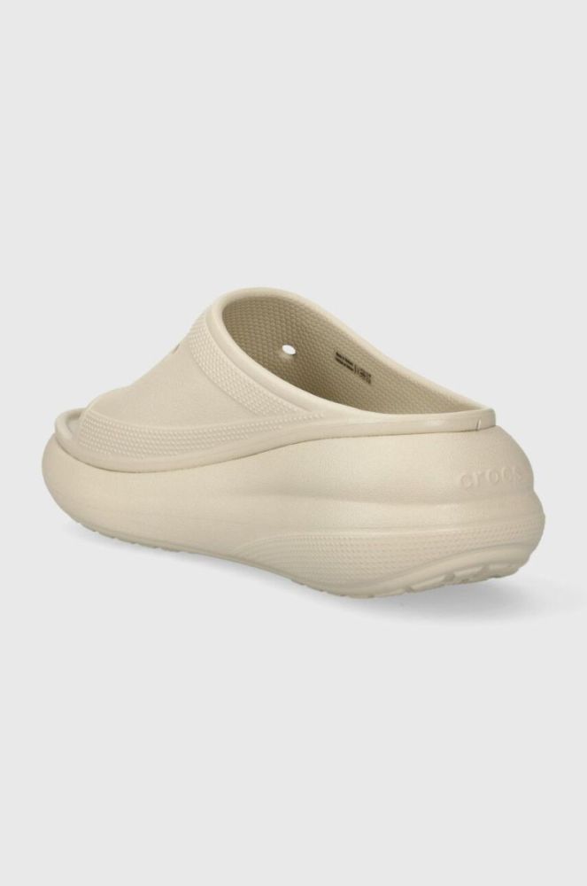 Шльопанці Crocs Classic Crush Slide жіночі колір бежевий на платформі 208731 фото 3
