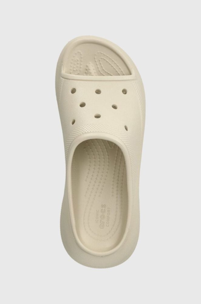 Шльопанці Crocs Classic Crush Slide жіночі колір бежевий на платформі 208731 фото 4