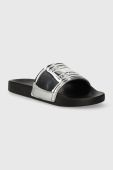 Шльопанці Tommy Jeans TJW POOL SLIDE METALLIC жіночі колір чорний EN0EN02344