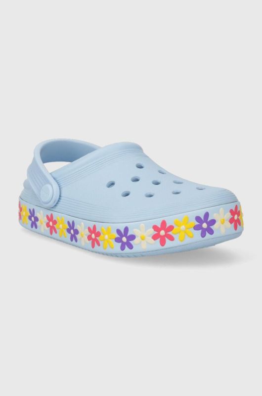 Дитячі шльопанці Crocs Off Court Daisy Clog колір блакитний фото 2