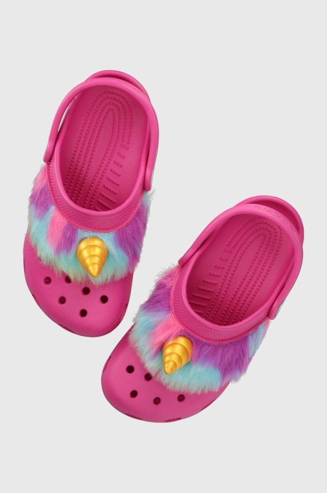 Дитячі шльопанці Crocs Classic I Am Unicorn колір рожевий