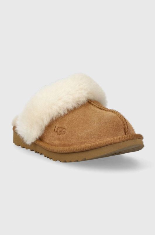 Дитячі замшеві тапочки UGG K COZY II колір бежевий фото 2