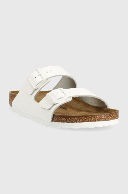 Шкіряні шльопанці Birkenstock Arizona чоловічі колір білий 1025048 фото 2