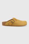 Замшеві шльопанці Birkenstock Boston чоловічі колір коричневий 1025647 Замшеві шльопанці Birkenstock Boston чоловічі колір коричневий 1025647