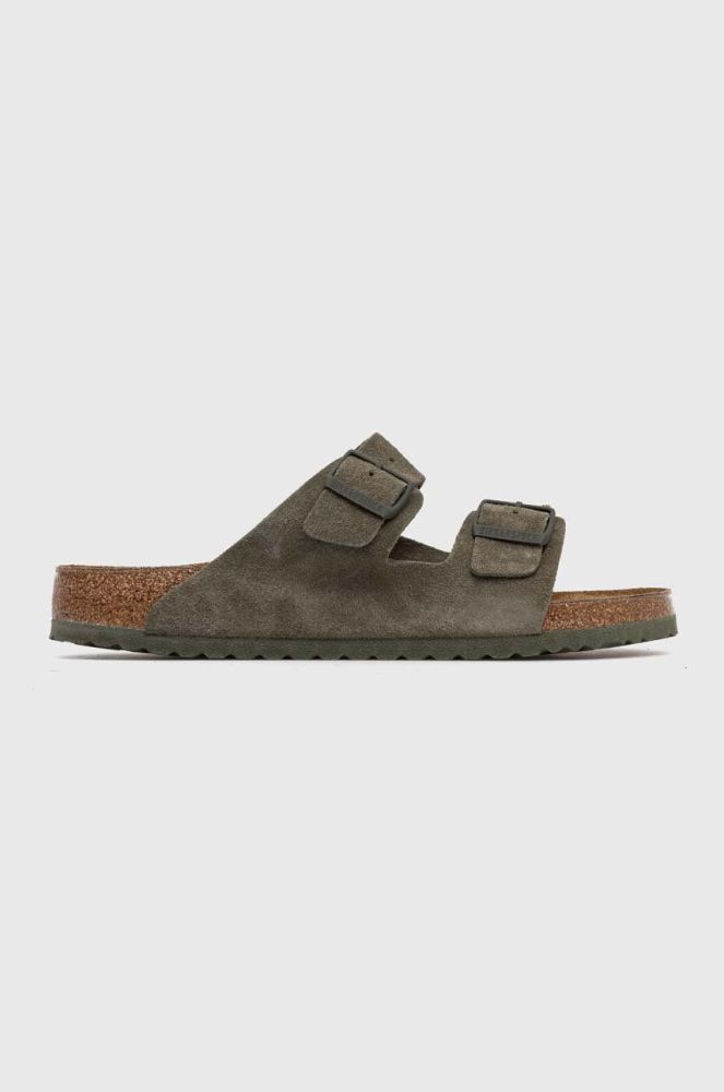 Замшеві шльопанці Birkenstock Arizona чоловічі колір зелений 1025657