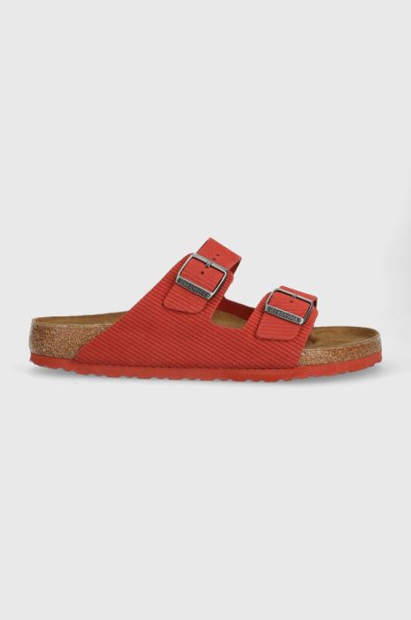 Замшеві шльопанці Birkenstock Arizona Corduroy чоловічі колір червоний 1026145 Замшеві шльопанці Birkenstock Arizona Corduroy чоловічі колір червоний 1026145