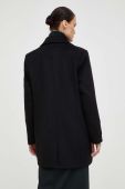 Вовняне пальто Bruuns Bazaar колір чорний перехідний двобортний