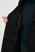 Вовняне пальто Bruuns Bazaar колір чорний перехідний двобортний