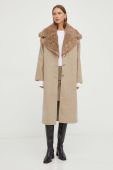 Пальто з домішкою вовни Bruuns Bazaar колір бежевий перехідний oversize Пальто з домішкою вовни Bruuns Bazaar колір бежевий перехідний oversize