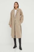 Пальто з домішкою вовни Bruuns Bazaar колір бежевий перехідний oversize Пальто з домішкою вовни Bruuns Bazaar колір бежевий перехідний oversize