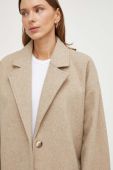 Пальто з домішкою вовни Bruuns Bazaar колір бежевий перехідний oversize Пальто з домішкою вовни Bruuns Bazaar колір бежевий перехідний oversize