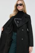 Пальто Guess жіноче колір чорний перехідне двобортне