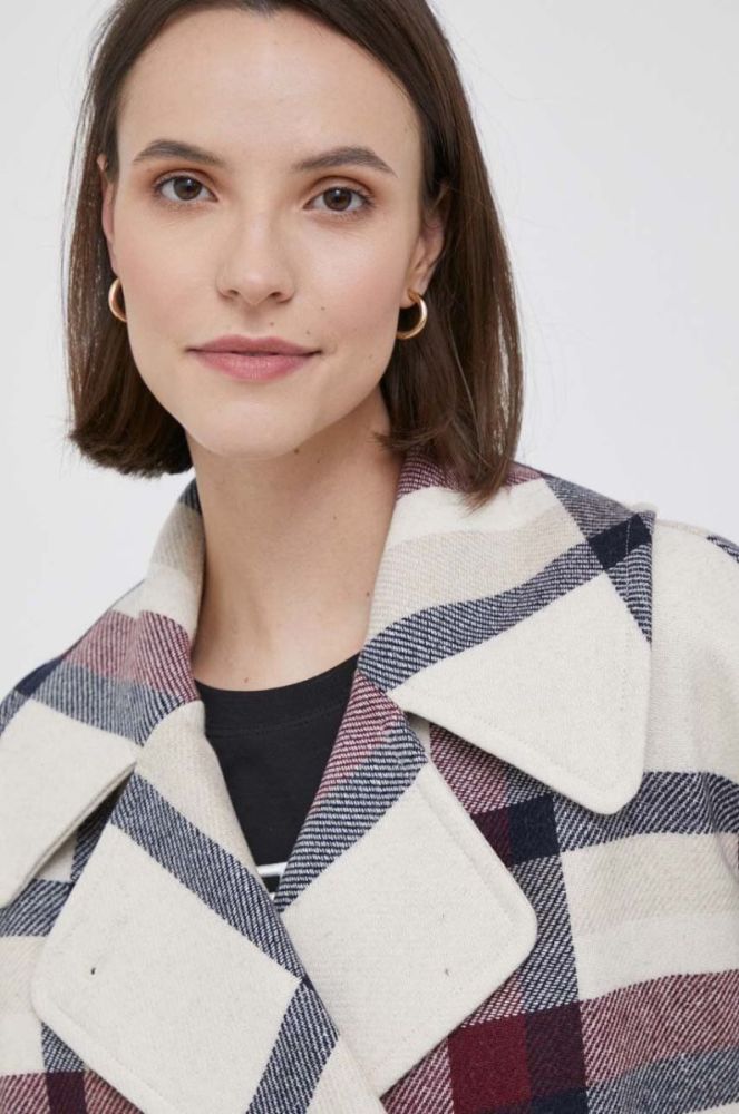 Вовняна куртка Tommy Hilfiger колір бежевий перехідна фото 4