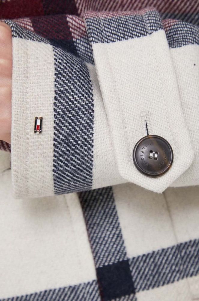 Вовняна куртка Tommy Hilfiger колір бежевий перехідна фото 5