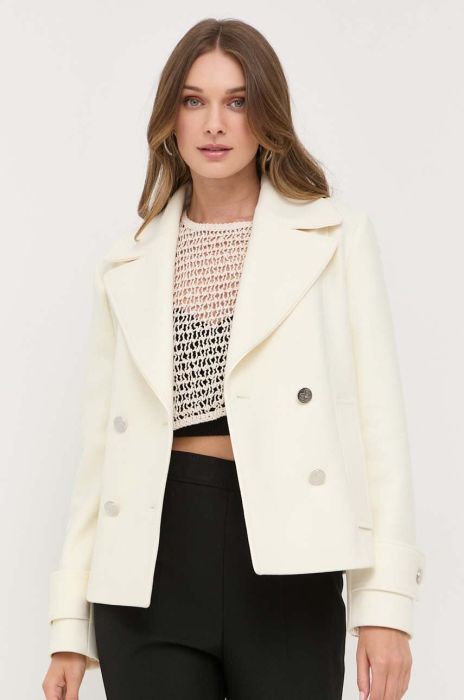 Вовняна куртка BOSS колір білий перехідна