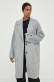 Вовняне пальто BOSS колір сірий перехідний oversize
