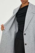 Вовняне пальто BOSS колір сірий перехідний oversize